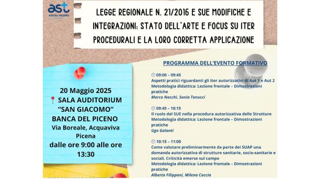 Banca del Piceno, ad Acquaviva Picena giornata formativa AST su autorizzazione e accreditamento Strutture Sanitarie