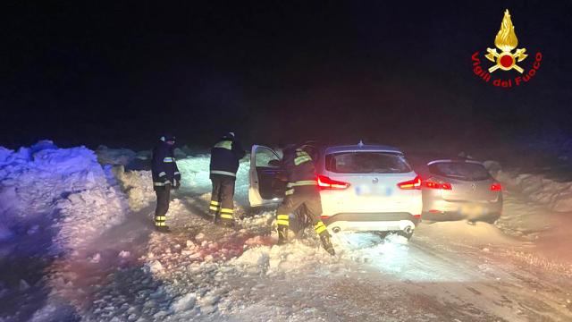 Forca di Presta, soccorsi automobilisti rimasti bloccati  dopo improvvisa nevicata