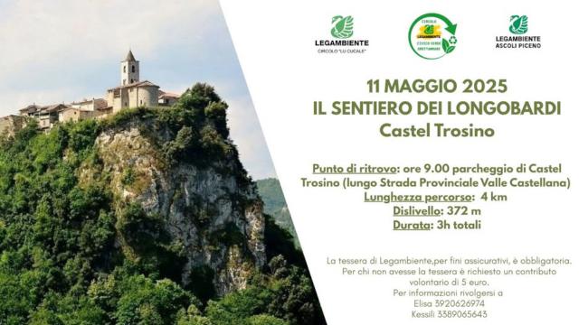 Legambiente, a Castel Trosino escursione ''Il Sentiero dei Longobardi'' alla scoperta della storia e della natura