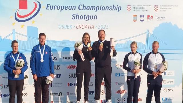 Tiro a volo, splendido oro europeo per Massimo Fabbrizi nel Mixed Team di trap con Jessica Rossi