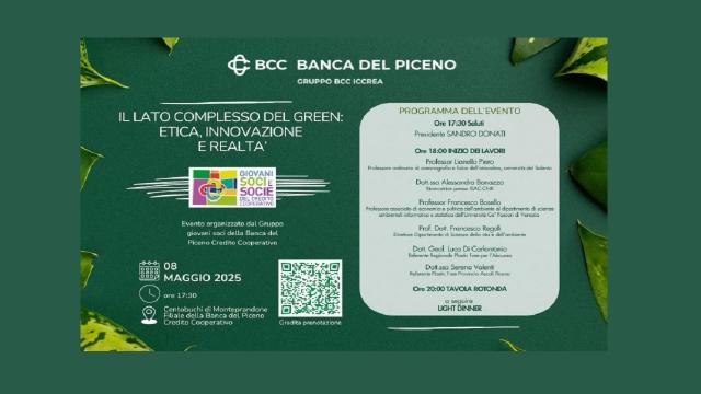 Centobuchi: Banca del Piceno, convegno ''Il lato complesso del green: etica, innovazione e realtà''