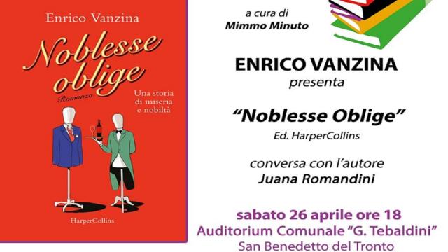 San Benedetto del Tronto, Enrico Vanzina presenta libro ''Noblesse oblige, una storia di miseria e nobiltà''