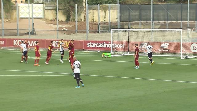 Amichevole Roma-Ascoli 0-1, le immagini del gol di testa di Botteghin su corner di Falasco