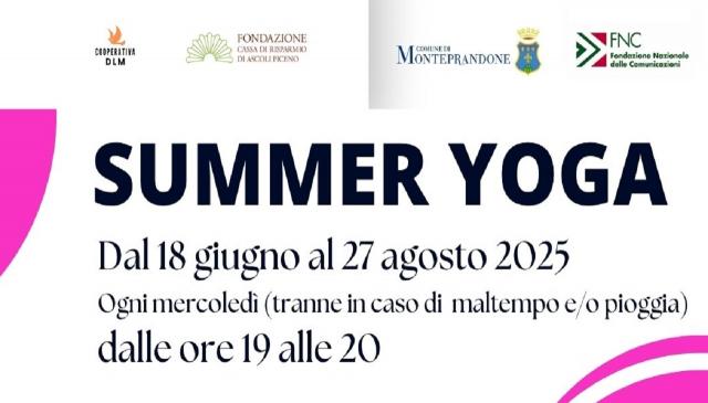 Monteprandone, al via ''Summer Yoga - Laboratori di prevenzione della salute''