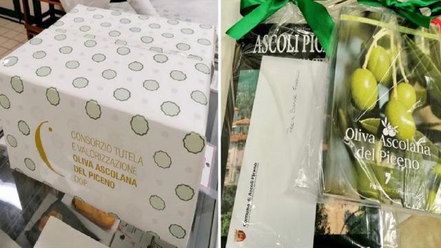 Ascoli Piceno, Fioravanti: “Consegnati ad Amadeus e Fiorello due pacchi di Oliva del Piceno Dop”