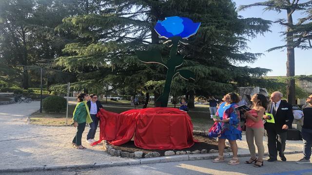 Ascoli Piceno: scultura ''La Rosa del Progresso'', simbolo de “La Milanesiana” e non solo