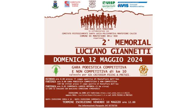 Montefiore dell'Aso, seconda edizione della corsa podistica dedicata a Luciano Giannetti