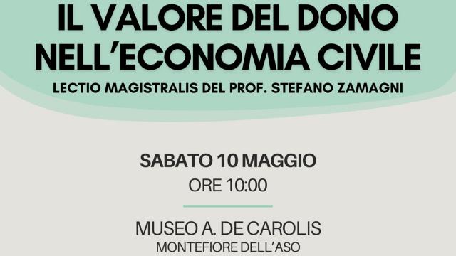 Montefiore dell’Aso: 'Il valore del dono nell’Economia Civile'. Lectio Magistralis del prof. Stefano Zamagni