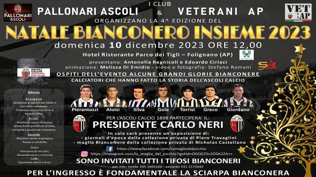 Ascoli Calcio, Neri e tante 'vecchie glorie' al pranzo di Natale di “Veterani” e “Pallonari”