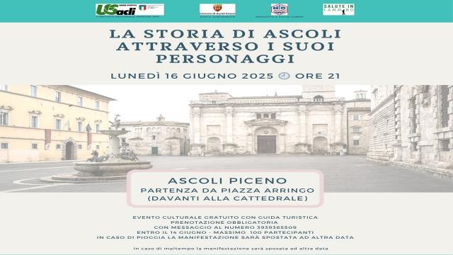 Unione Sportiva Acli Marche, ripartono i percorsi culturali serali ad Ascoli Piceno