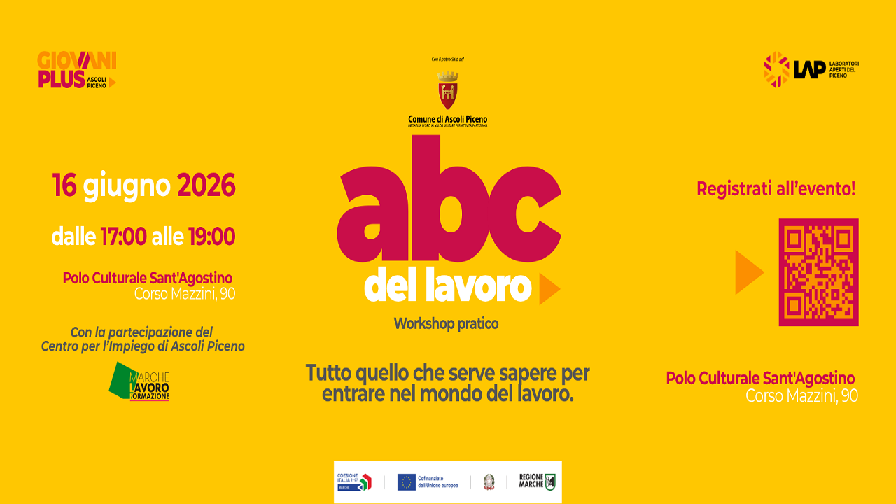 Giovani e occupazione, con Laboratori Aperti del Piceno e GiovaniPlus arriva ad Ascoli 