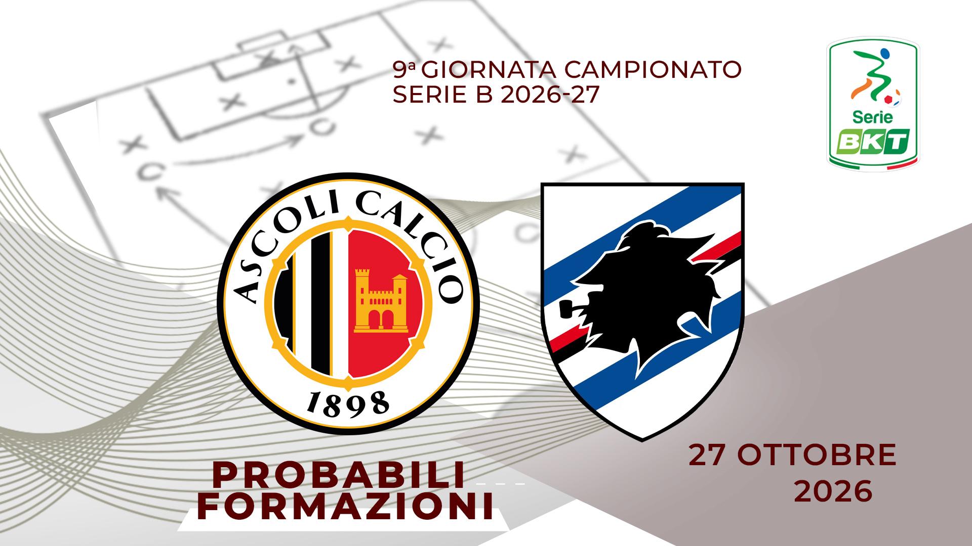 Ascoli-Sampdoria, probabili formazioni del turno infrasettimanale tra bianconeri e blucerchiati