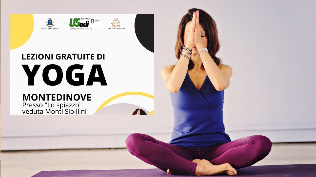 Montedinove, al via ciclo di lezioni gratuite di yoga con la bella veduta sui Monti Sibillini