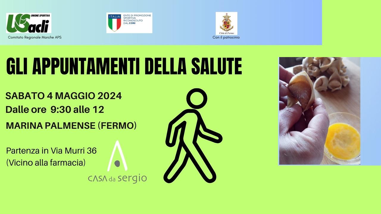 Unione Sportiva Acli Marche APS: 'Gli appuntamenti della salute'a Marina Palmense. Sport e laboratorio cucina 