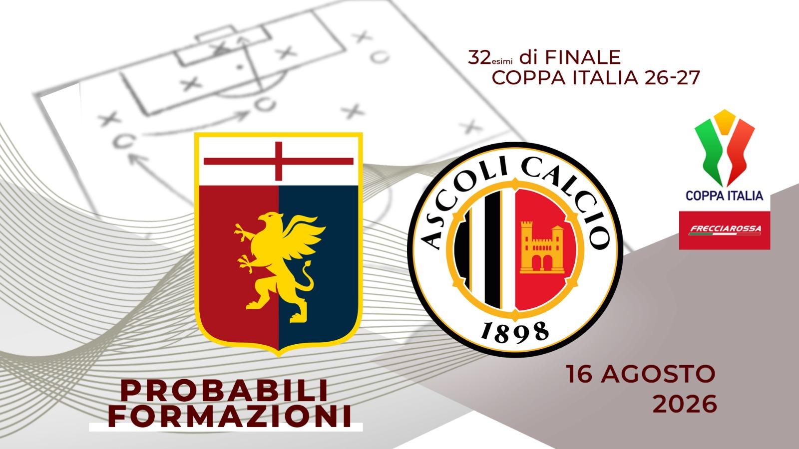 Genoa-Ascoli, probabili formazioni della sfida di Coppa Italia al 