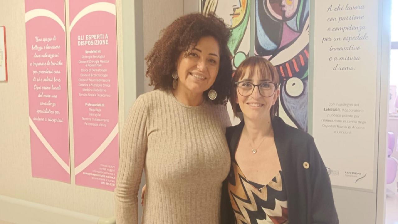 Cna Picena, sostegno e solidarietà per le donne malate di tumore. Imbrescia e Gouveia nella 'Pink Room' del Torrette