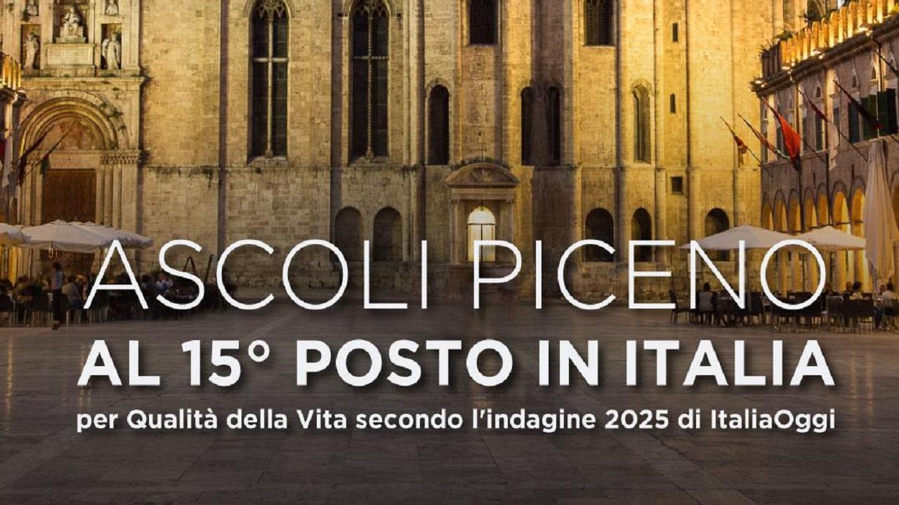 La provincia di Ascoli Piceno guadagna 25 posizioni nell'indagine 2025 sulla Qualità della Vita di ItaliaOggi