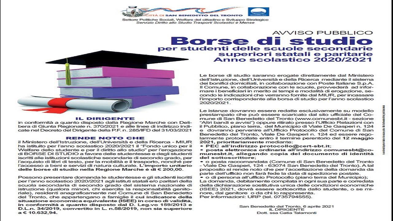 orientale Onestà caustico borse di studio scuole superiori 2020 2021