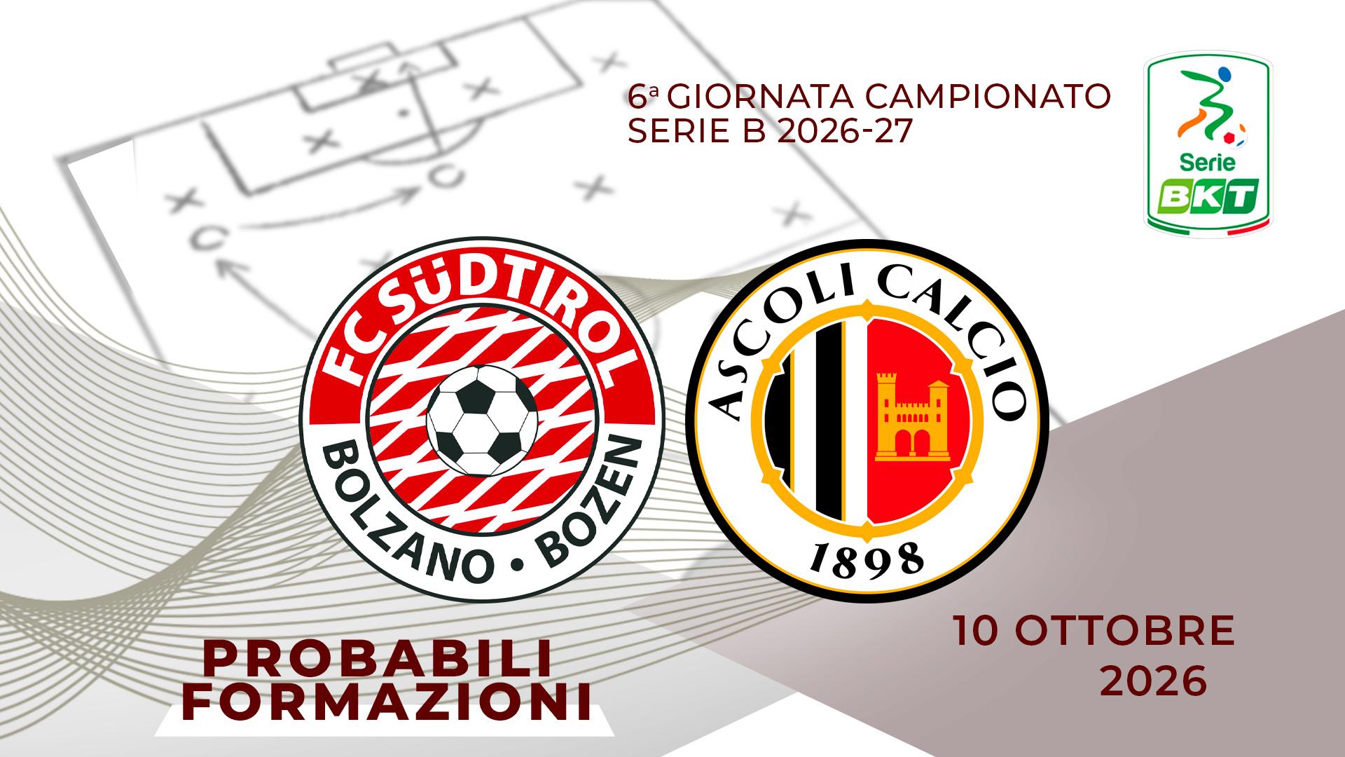 Sudtirol-Ascoli, probabili formazioni della sfida tra biancorossi e bianconeri al 