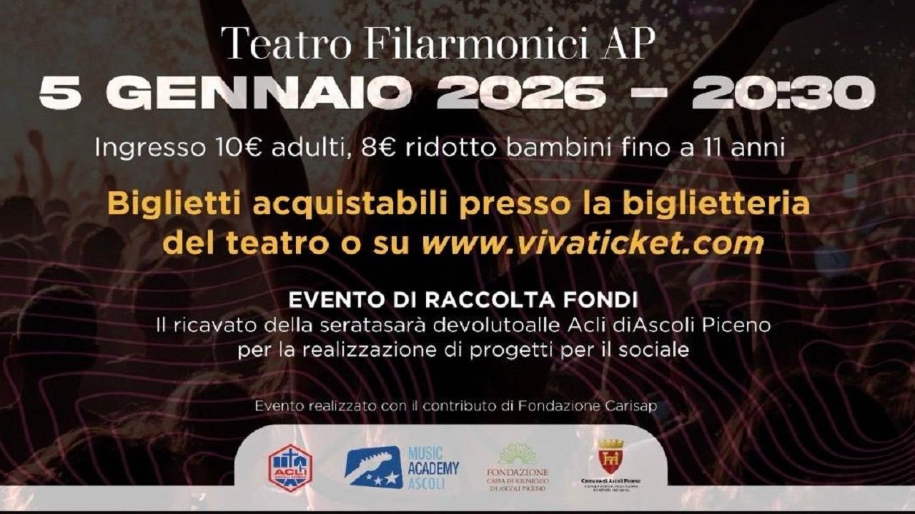 Ascoli, 'Note nella calza'. Al Filarmonici una serata di beneficenza grazie all'impegno delle Acli e di Music Academy