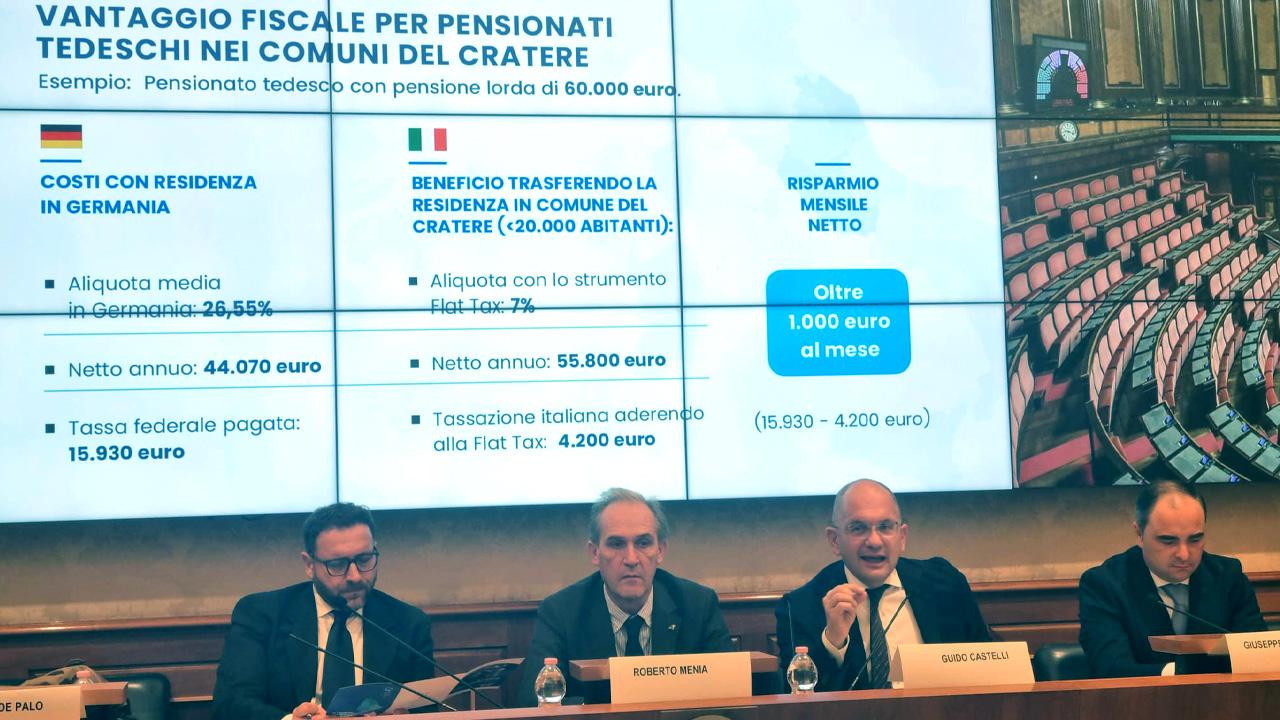 Al Senato conferenza su flat tax e politica nazionale per il rientro. Volano per territori Appennino centrale all'interno del cratere sisma