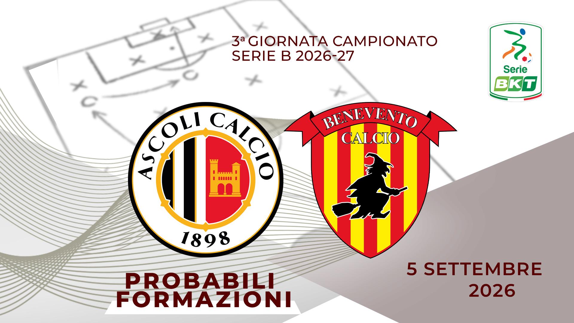 Ascoli-Benevento, probabili formazioni della sfida tra Picchio e Streghe
