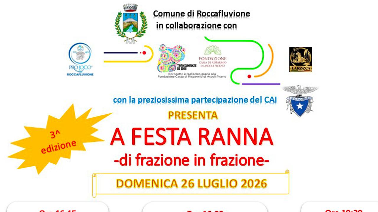Roccafluvione, via a terza edizione de “A festa Ranna-di frazione in frazione
