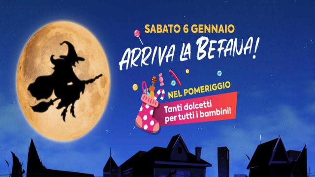 Ascoli Piceno, la Befana apparirà a piccoli e grandi visitatori del  Battente ‘Shopping&More’