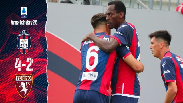 Crotone-Torino 4-2, highlights. Prima vittoria per Cosmi sulla panchina rossoblù