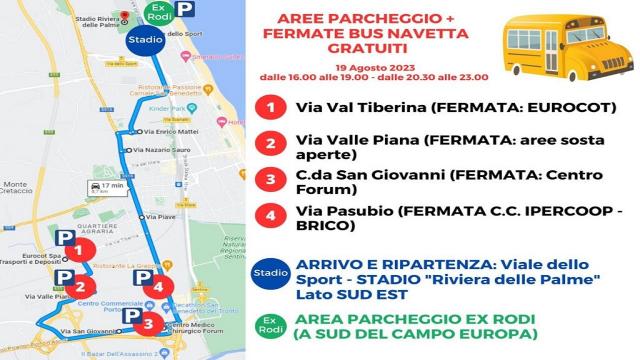 San Benedetto, Italia-Romania rugby: bus navetta per raggiungere lo stadio, modifiche alla viabilità 