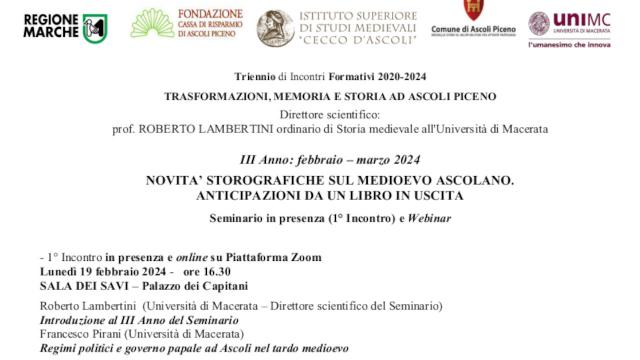 Trasformazioni, memoria e storia ad Ascoli Piceno: 'Novità storiografiche sul Medioevo Ascolano'