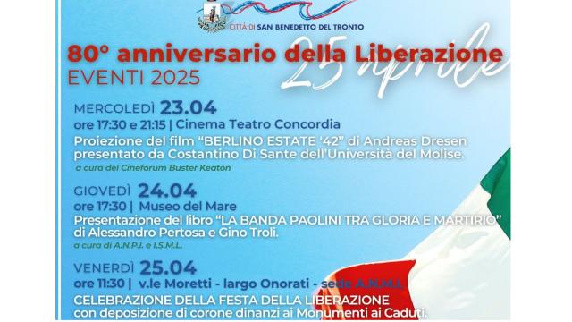 San Benedetto del Tronto celebra 80° anniversario della Liberazione con una serie di eventi