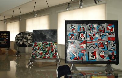 San Benedetto, riposizionate le miniature di Nespolo e Kostabi