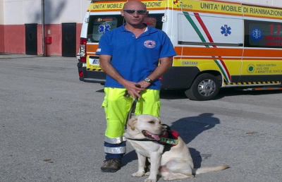 Protezione Civile San Benedetto, cane Byron soccorre escursionista