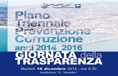San Benedetto, 16 Dicembre Giornata della Trasparenza