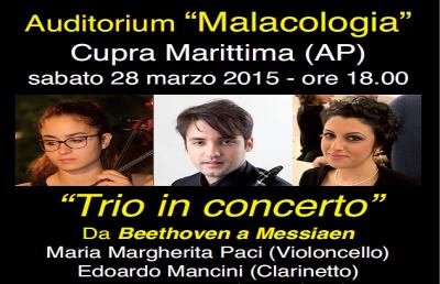 Cupra Marittima: trio in concerto all'auditorium Malacologia