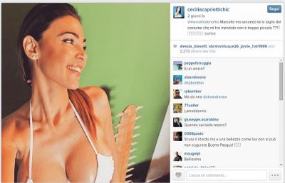 Prova costume per Cecilia Capriotti con un bikini molto mini...