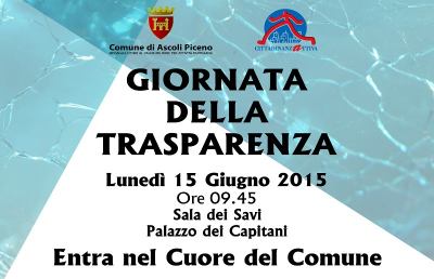 Ascoli Piceno: 15 Giugno, Giornata della Trasparenza 