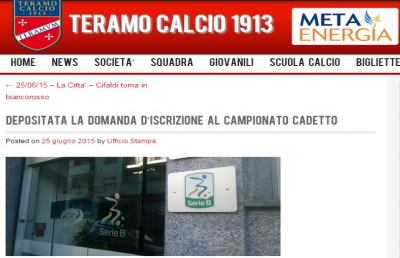Teramo, presentata in anticipo domanda d'iscrizione alla Serie B