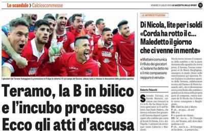 Scommesse, Teramo sulla Gazzetta. Pubblicate prime intercettazioni
