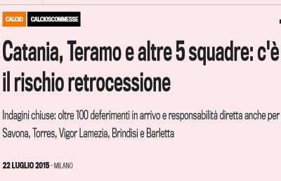 Gazzetta dello Sport: rischio retrocessione per Teramo e Savona