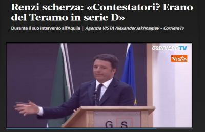 Appello, in partenza pullman da Teramo. Renzi ironizza sulla Serie D...