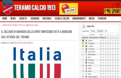 Collegio di Garanzia dello Sport respinge il ricorso del Teramo