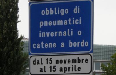 Strade provinciali, dal 15 Novembre obbligo di gomme termiche o catene