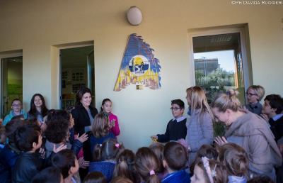 San Benedetto, inaugurazione logo in mosaico presso Isc Centro