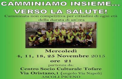 Anche a Novembre prosegue “Camminiamo insieme… verso la salute– Tofare”