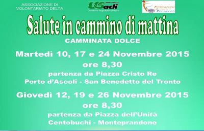 Al via ''Salute in cammino di mattina–Camminata dolce'' a Porto d'Ascoli e Centobuchi