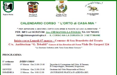 San Benedetto, un corso su come curare ''L’orto di casa mia''