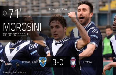 Brescia-Crotone 3-0, le Rondinelle danno scacco matto alla capolista