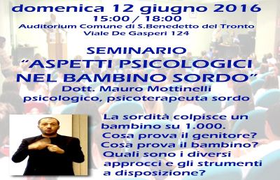 San Benedetto, seminario dal titolo ''Aspetti psicologici nel bambino sordo''